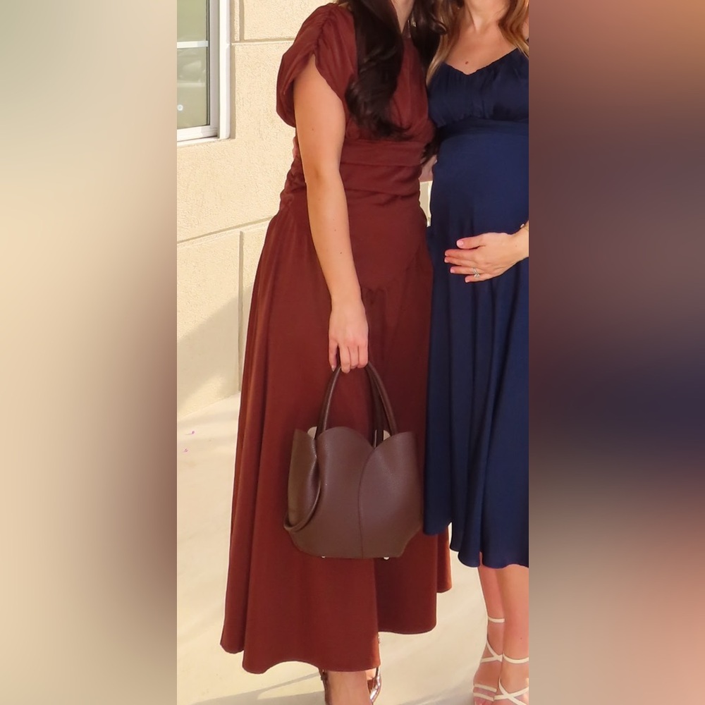 Ruched Chocolate Brown Maxi Dress